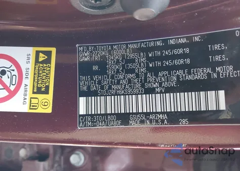 2019 Toyota Highlander Xle from USA, damaged, VIN 5TDJZRFH6KS959933